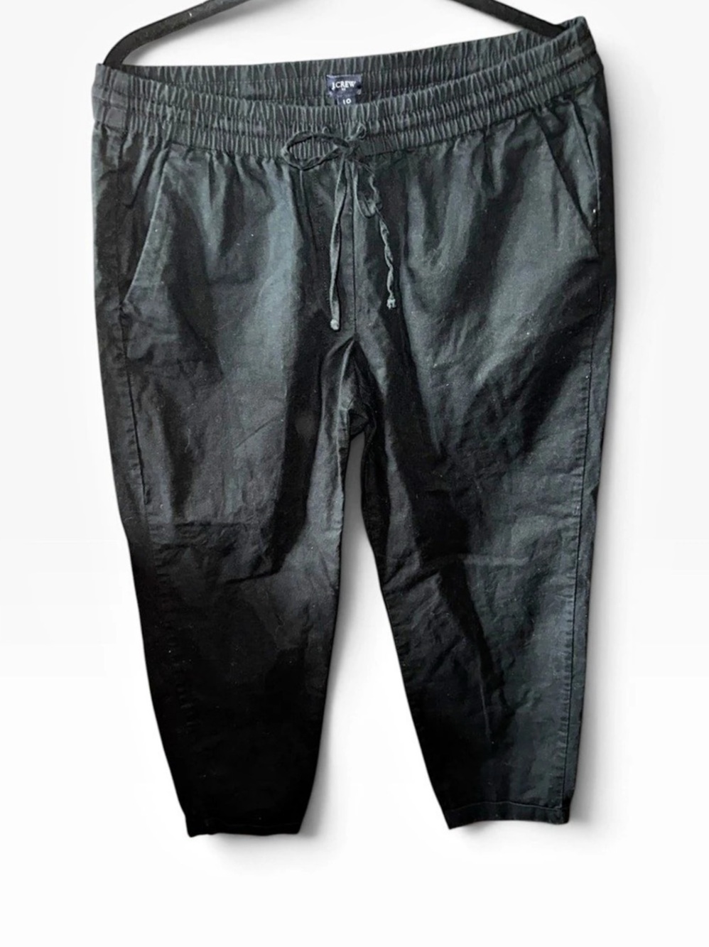 J.Crew size 10 Black linen & cotton cuffed pull on Pants